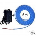 Pack Tira Neón Azul LED 6mm 12V + Fuente de Alimentación Area-led