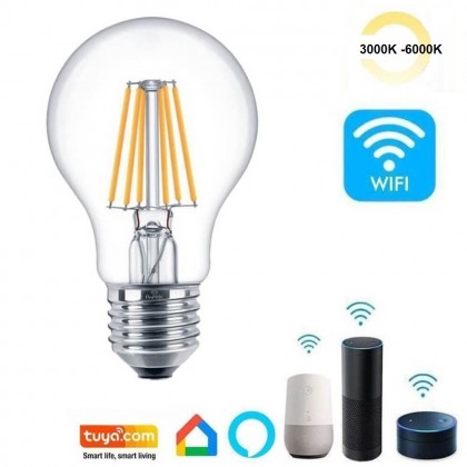 Lâmpada LED 7W SMART Wifi - CCT Filamento - A60 Regulável - E27Area-led