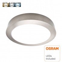Plafond LED 15W - Circular Aço Inoxl - CCT - OSRAM CHIP DURIS E 2835 Area-led