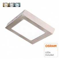 Plafond LED 15W - Quadrado Aço Inoxl - CCT - OSRAM CHIP DURIS E 2835 Area-led