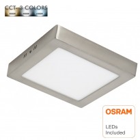 Plafond LED 20W - Quadrado Aço Inoxl - CCT - OSRAM CHIP DURIS E 2835 Area-led - Downlights Led