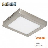 Plafond LED 20W - Quadrado Aço Inoxl - CCT - OSRAM CHIP DURIS E 2835 Area-led