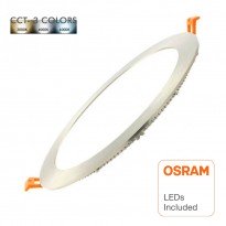 Placa LED Slim Circular 20W Acero Inox - CCT- OSRAM CHIP DURIS E 2835 Area-led - Downlights Led