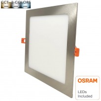 Placa LED Slim Cuadrada 20W Acero Inox - CCT- OSRAM CHIP DURIS E 2835 Area-led
