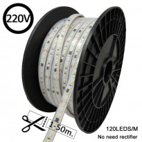 Bobina LED 220V | 120 LED/m | 50m | SMD2835 | 2295Lm/W | 17W/M | CRI80 | IP67 | Corte 100cm Area-led