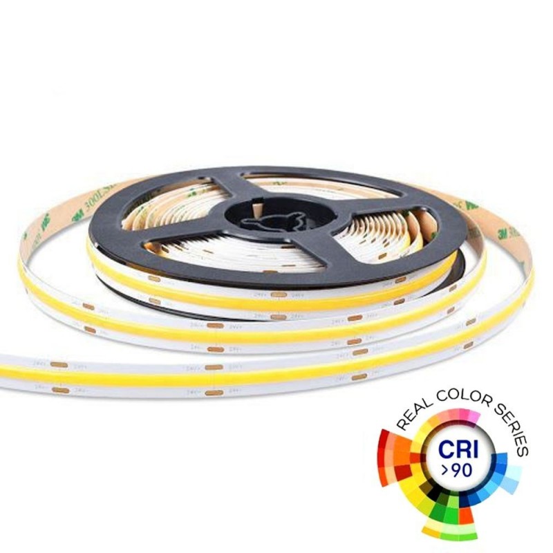  Tira de luz LED COB, tira de luz LED CC24V CRI 90 LED 480  chips/M, luces de cinta COB de alto lúmenes sin punto de 16.4 pies,  flexible, 2700K para dormitorio